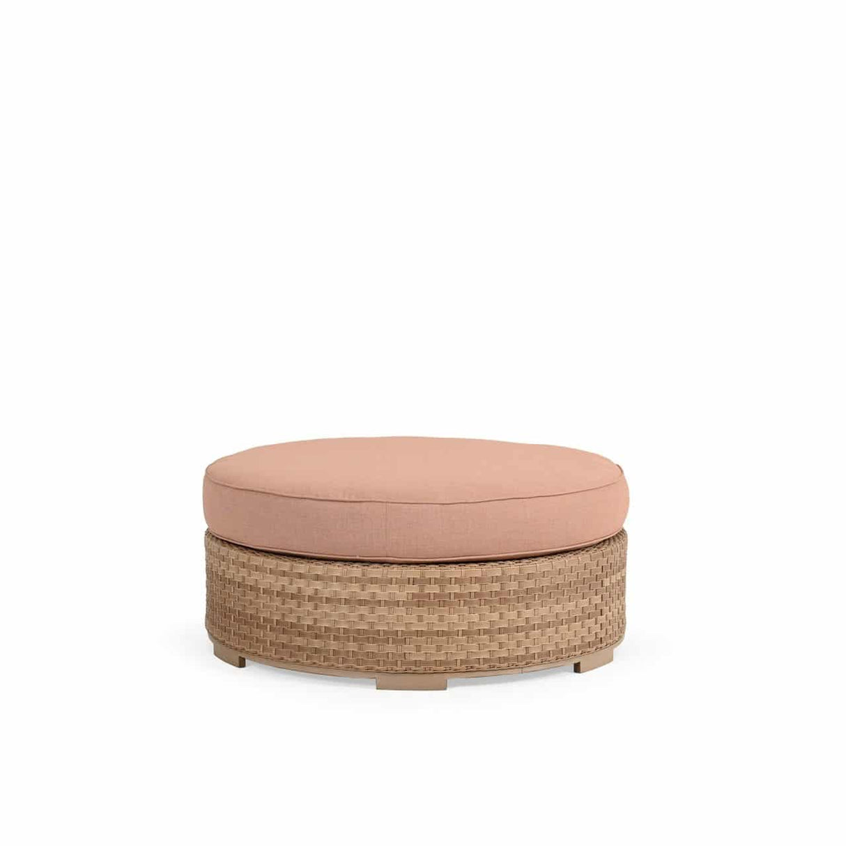 Get Away Outdoor Wicker Round Ottoman in Sandstone Model 641814SSTWTK