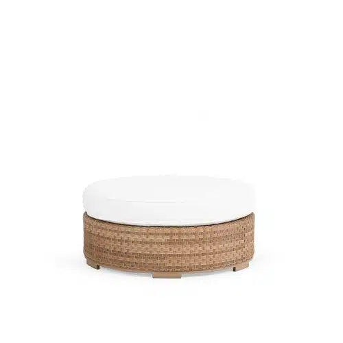Get Away Outdoor Wicker Round Ottoman in Sandstone Model 641814SSTWTK