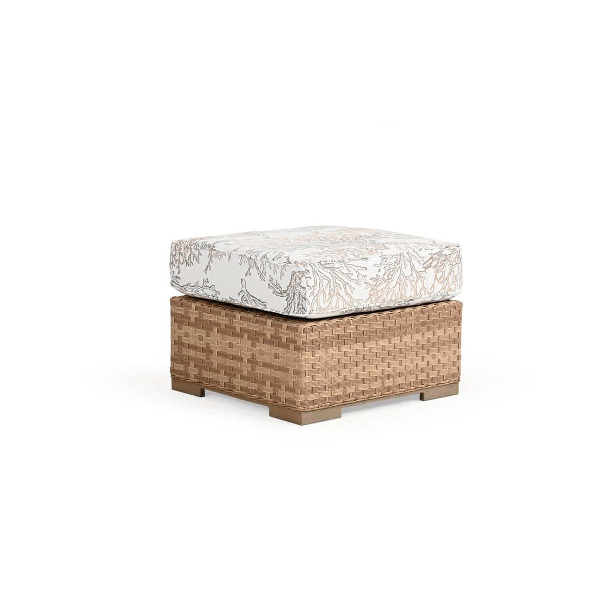 Get Away Outdoor Wicker Square Ottoman in Sandstone Model 641808SSTWTK
