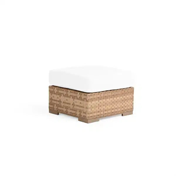 Get Away Outdoor Wicker Square Ottoman in Sandstone Model 641808SSTWTK