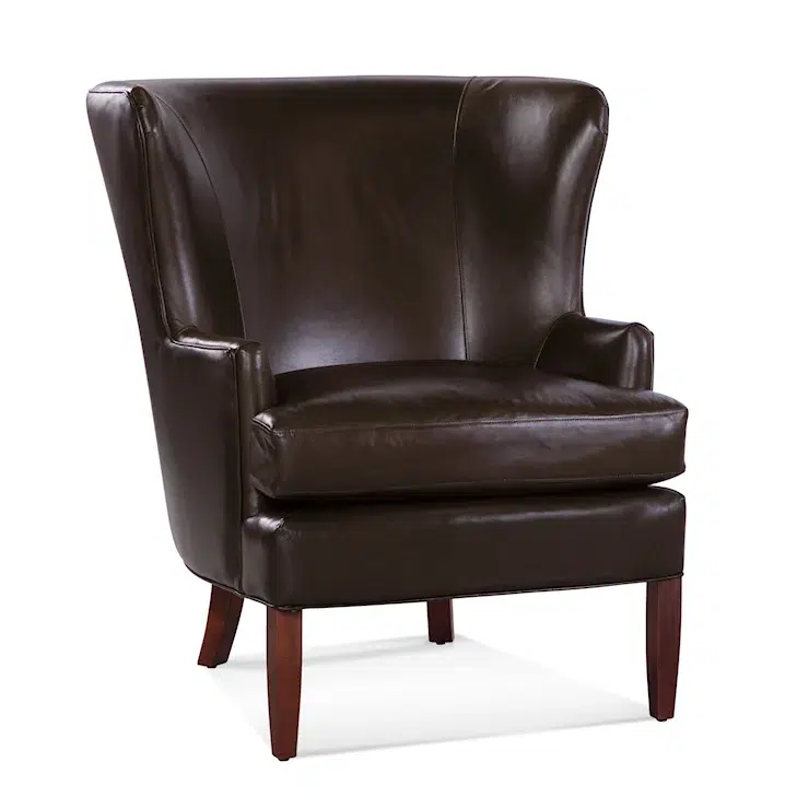 Greenwich Leather Wing Chair by Braxton Culler Made in the USA Model 732-L07