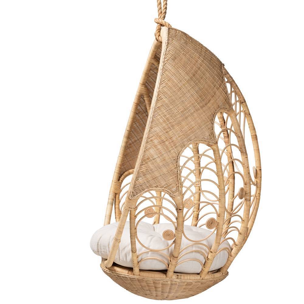 Laguna Modern Bohemian Natural Brown Rattan Hanging Chair
