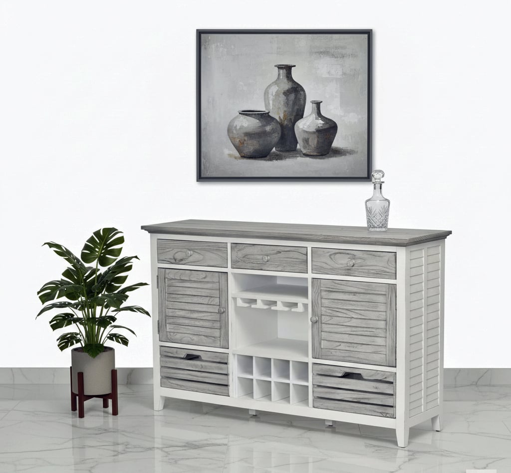 Islamorada Wine Buffet Sideboard Cabinet B23327-DAPGREY By Seawinds Trading