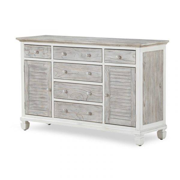 Islamorada Coastal Style 3 Pc Bedroom Set with Dresser-Mirror and Upright Chest Model B23336-5set By Seawinds Trading