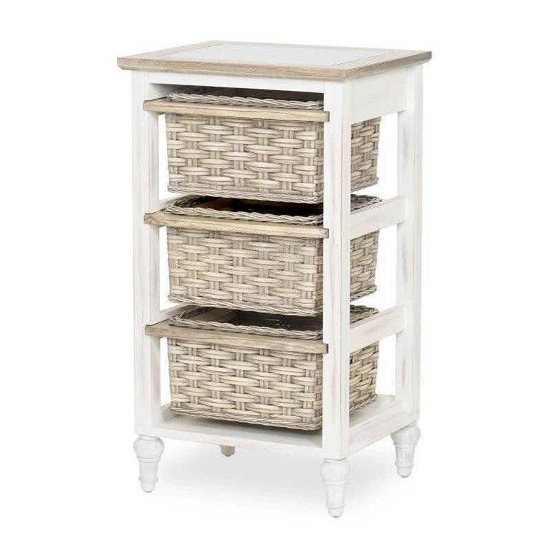 Island Breeze Coastal 3-Basket Vertical Cabinet in White Stain Model B59105-WD/WH By Seawinds Trading