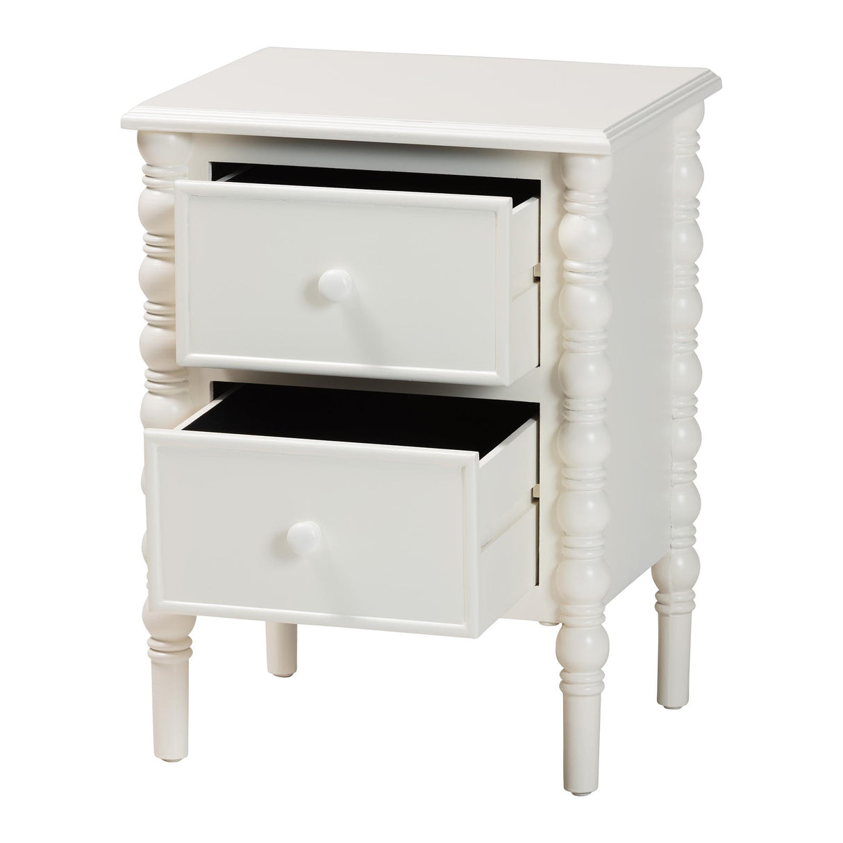 Malinda Classic White Wood 2-Drawer End Table by Wicker Fair