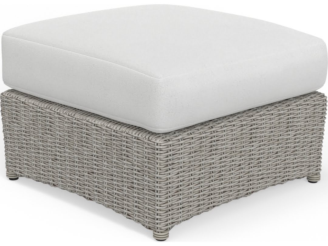 Juniper Bay Outdoor Wicker Light Driftwood Ottoman Model 71306 by South Sea Rattan
