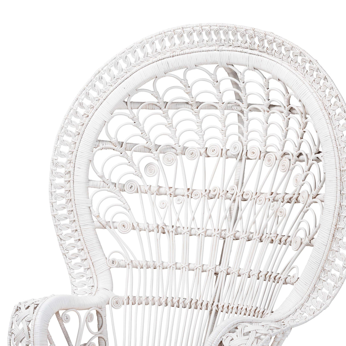 Kallima Wicker Fair White Natural Rattan Peacock Accent Chair
