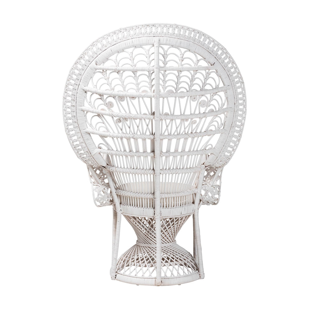 Kallima Wicker Fair White Natural Rattan Peacock Accent Chair