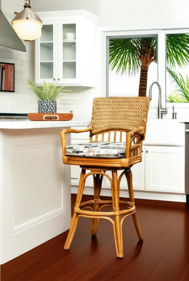 Key Largo Rattan and Wicker Swivel Barstool Model KL101-30-from Alexander and Sheriden