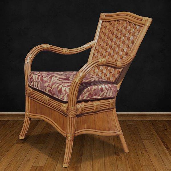 Kingston Reef Rattan Dining Arm Chair Model KRDC from Spice Island Wicker - Choice of Cushions Made in the USA