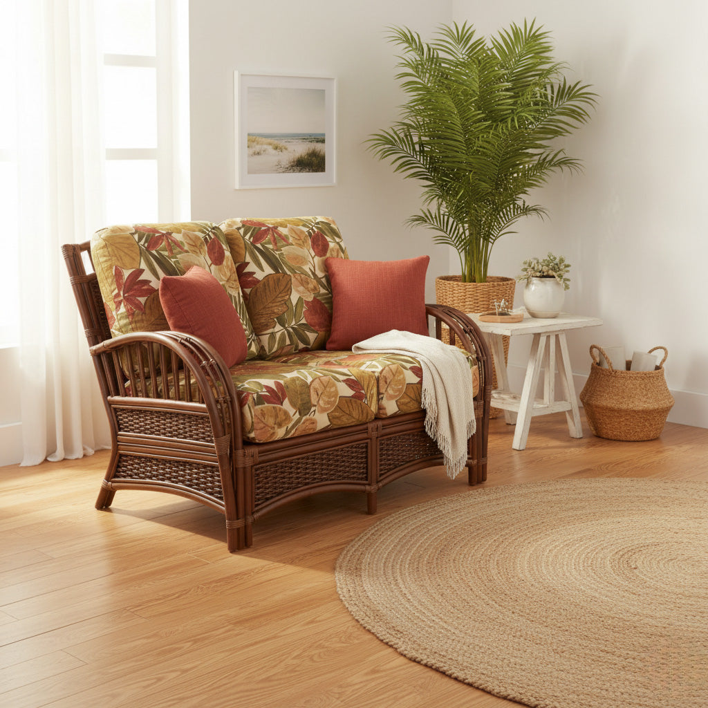 Kona Rattan and Wicker Loveseat in Fruitwood Finish by Stanley Chair