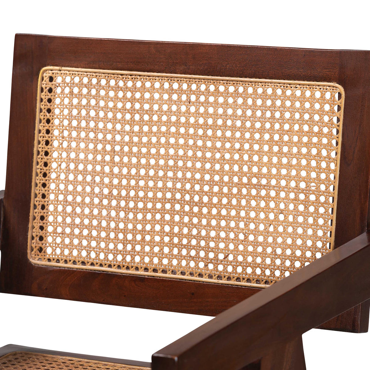 Kresna Rattan Counter Stool with Mahogany Wood Frame and Armrest Set of 2 by Wicker Fair