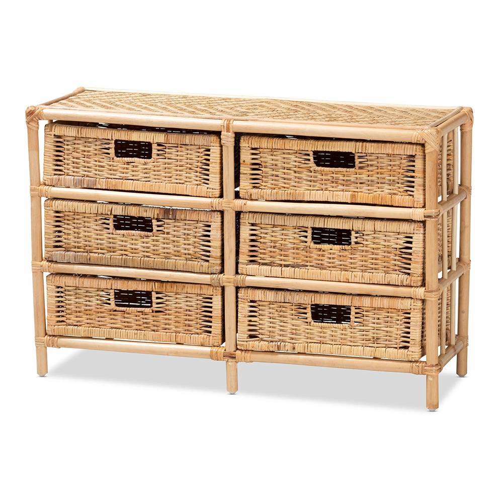 Lattice Wicker Fair Rattan 6 Drw Dresser or Storage Cabinet