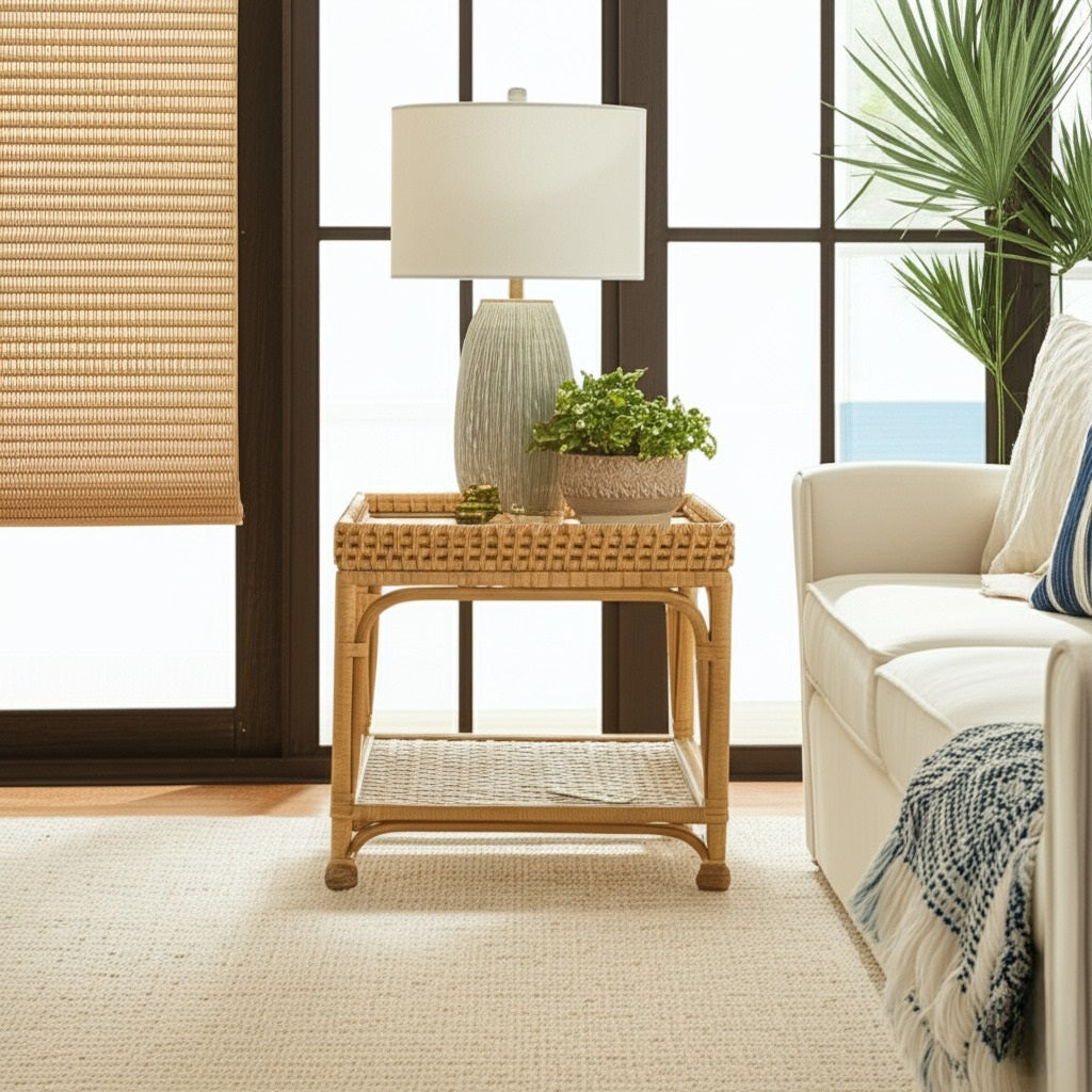 Novara Rattan Lamp Table by Capris Furniture Model LT341