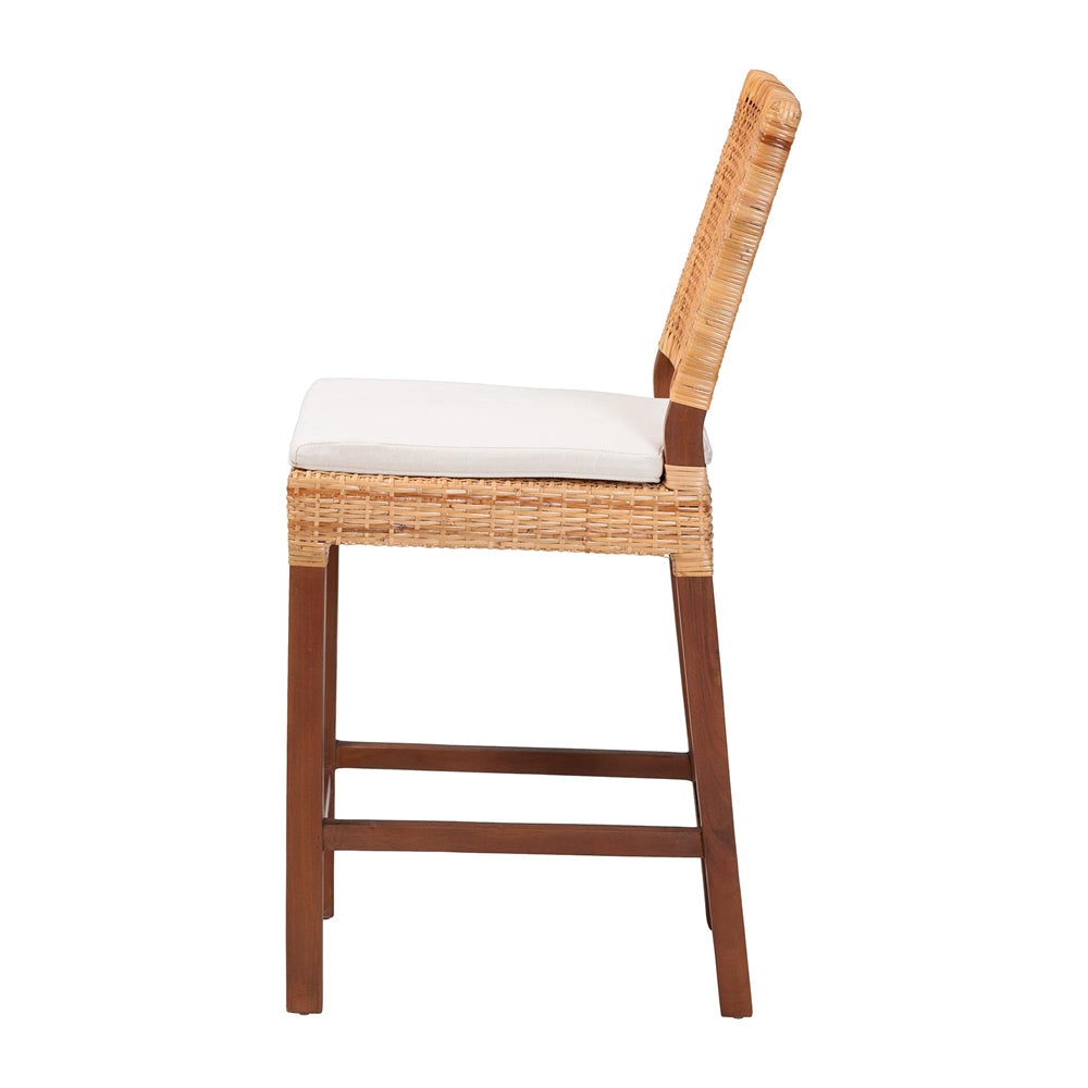 Leslie Natural Rattan Counter Stool with Cushion by Wicker Fair