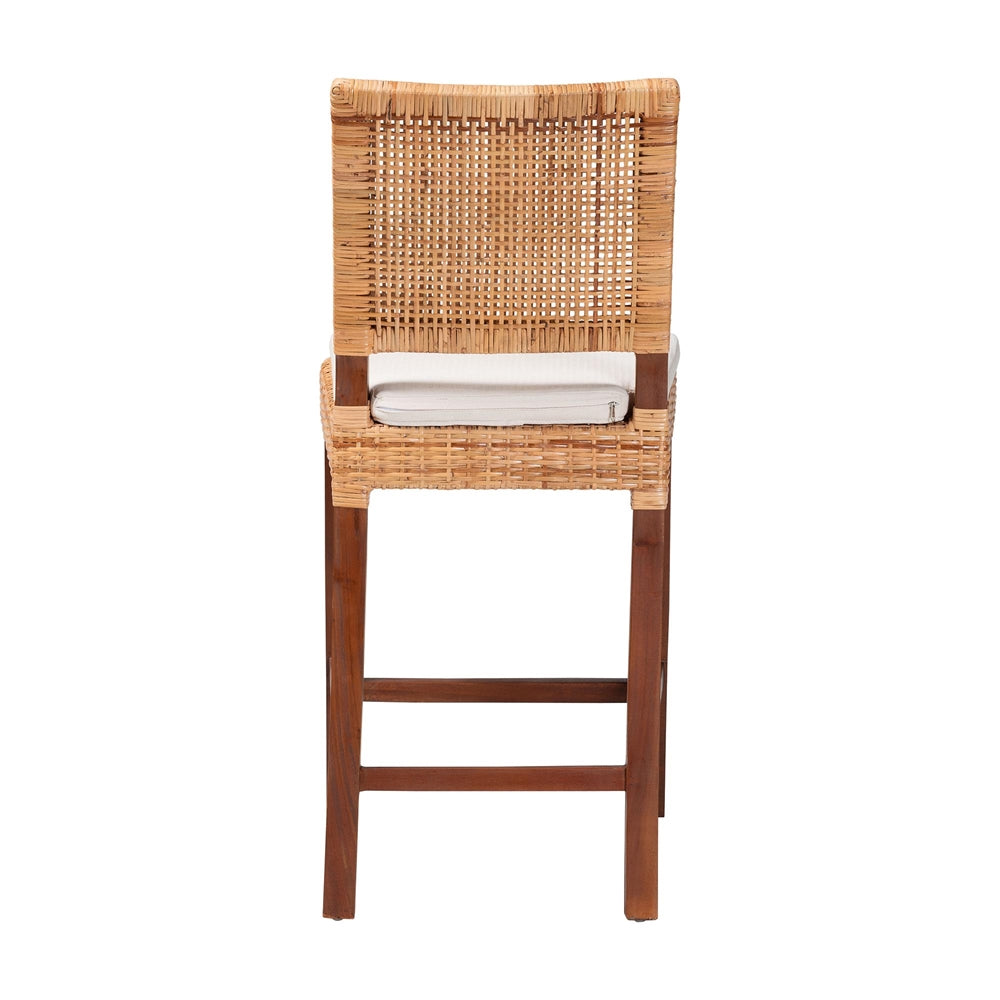 Leslie Natural Rattan Counter Stool with Cushion by Wicker Fair