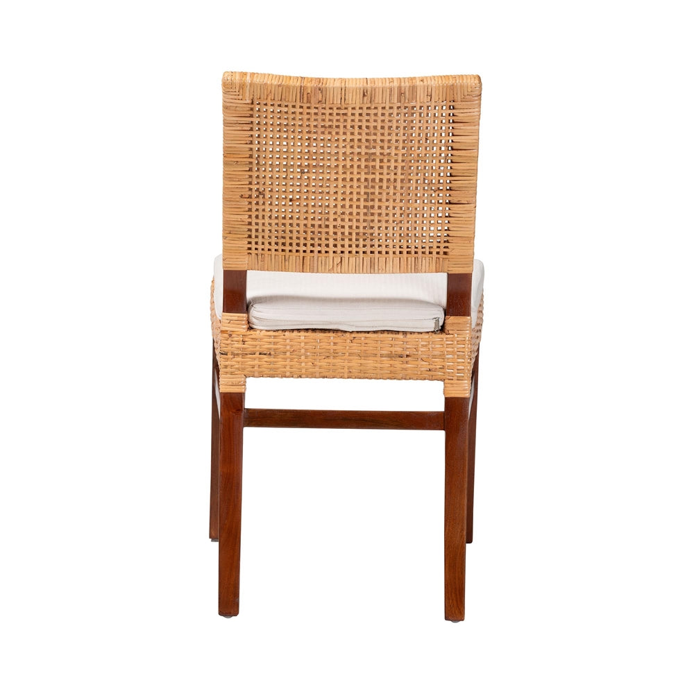 Leslie Natural Rattan Dining Chair with Cushion by Wicker Fair