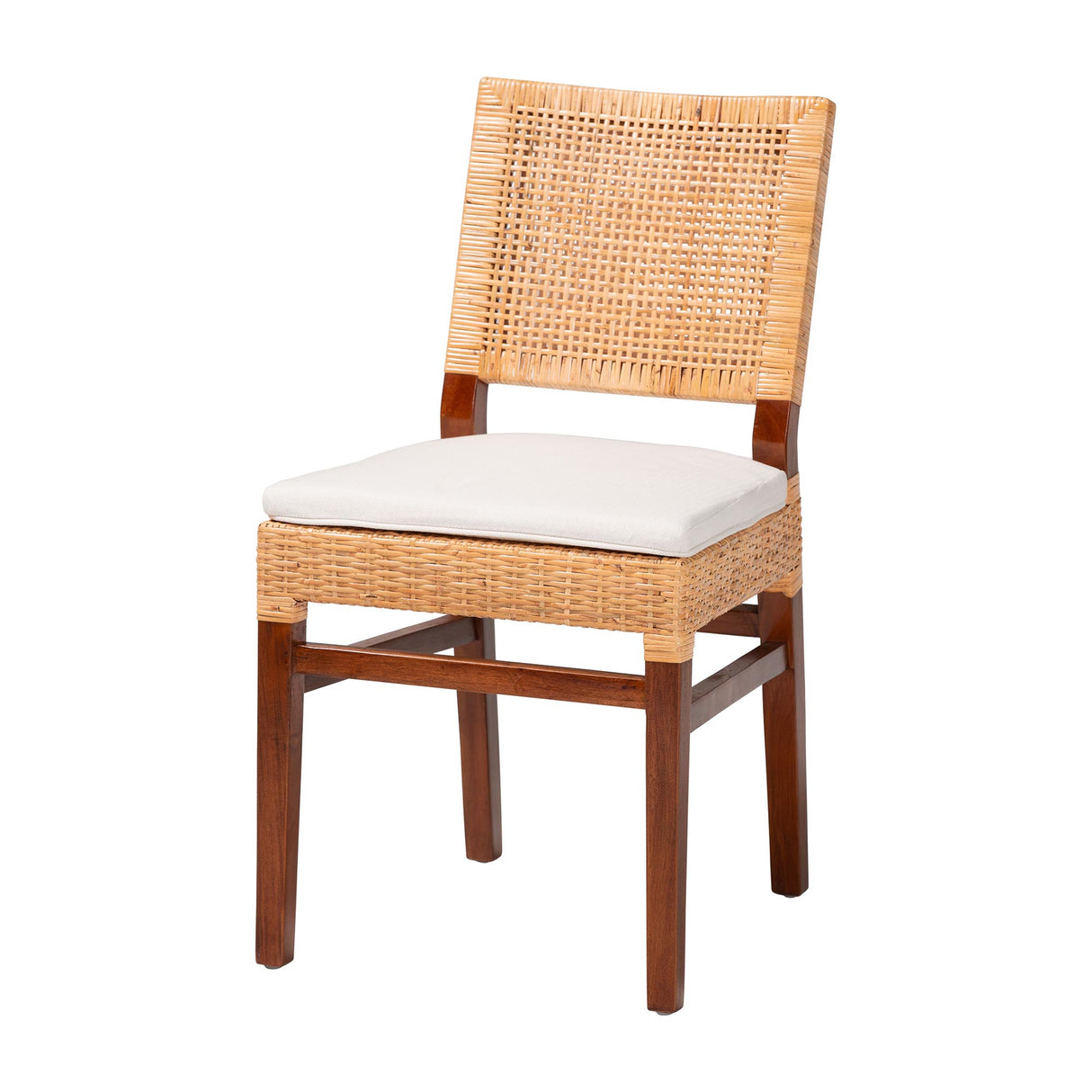 Leslie Natural Rattan Dining Chair with Cushion by Wicker Fair