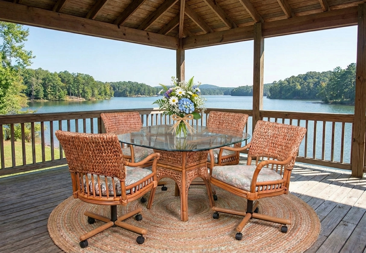 Mayflower 6 Pc Rattan Caster Dining Set by Wicker Fair