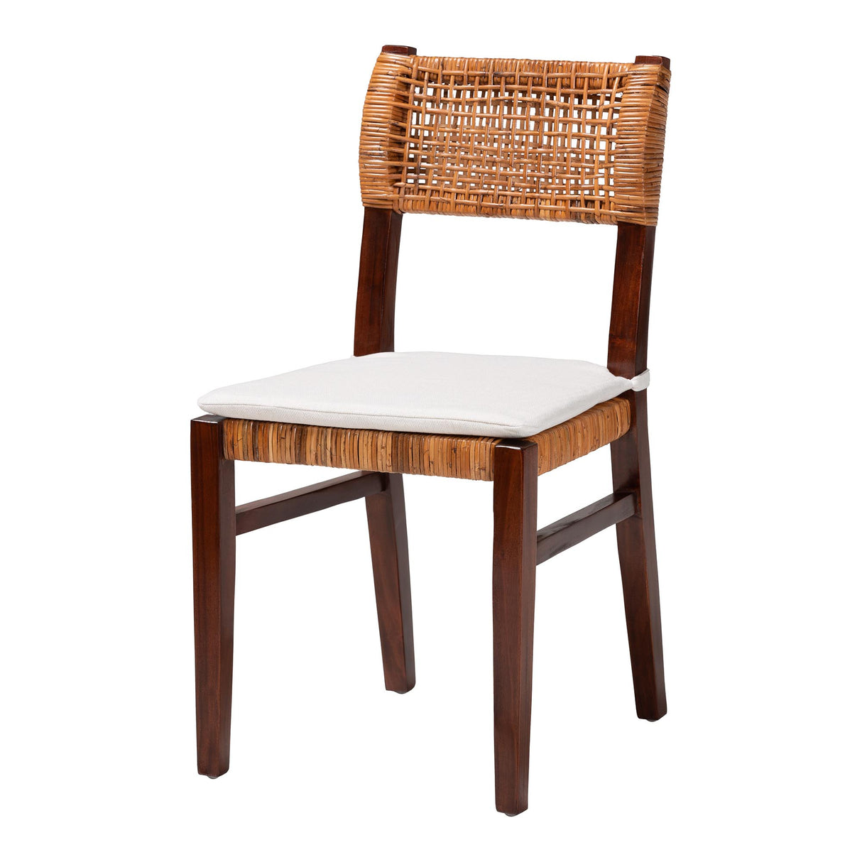Lameka Bohemian Light Honey Rattan and Dark Brown Wood Dining Chair by Wicker Fair
