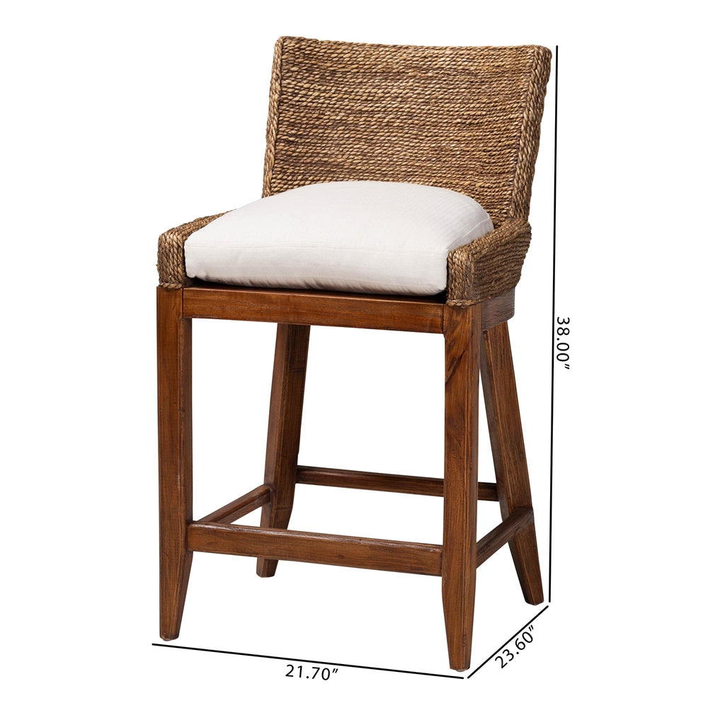 Suzette Seagrass Counter Stool with Mahogany Wood Frame by Wicker Fair