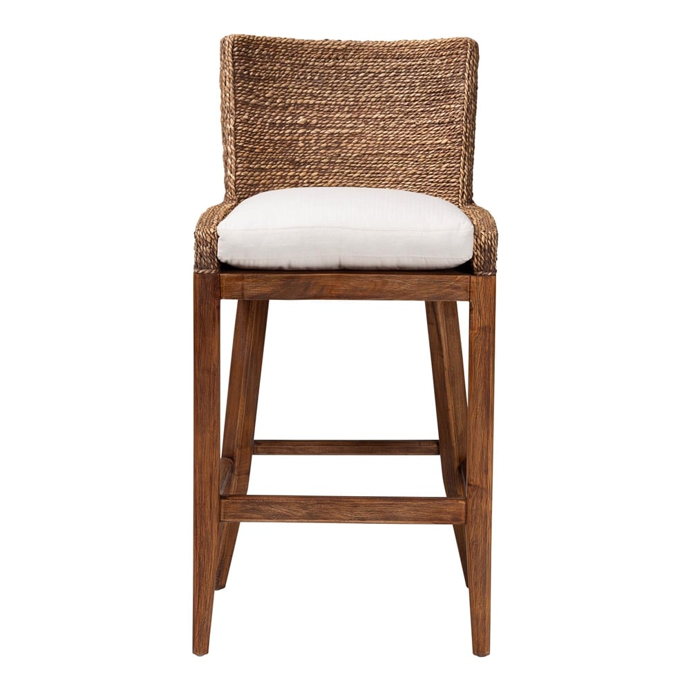 Raja Seagrass Bar Stool with Mahogany Wood Frame by Wicker Fair