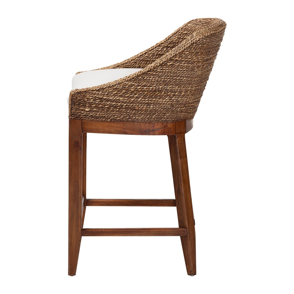Medan Seagrass Counter Stool with Mahogany Wood Frame by Wicker Fair
