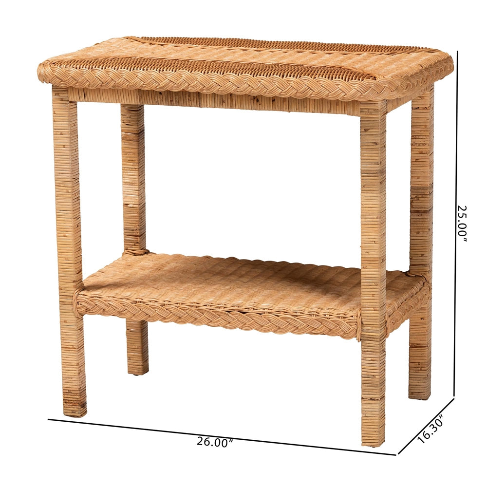 Rinahasa Bohemian Light Honey Braided Rattan Side Table by Wicker Fair