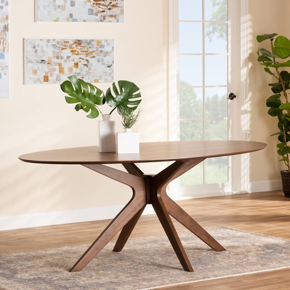 Woodsman Walnut Finished Solid Wood 71-Inch Oval Dining Table