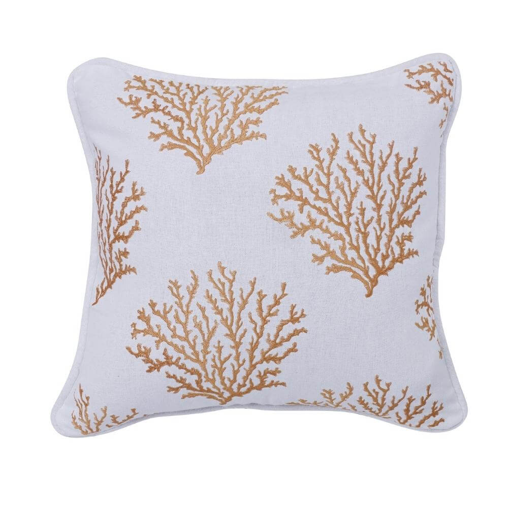 Maldives Gold Coral Throw Pillow