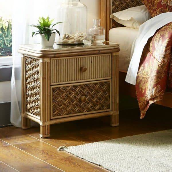 Mandalay Rattan 2 Drawer Nightstand Model MD2D By Spice Island Wicker