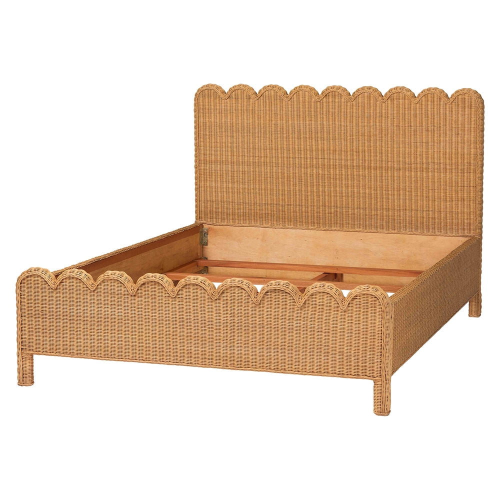 Botique Scalloped Natural Rattan Bed Frame by Wicker Fair