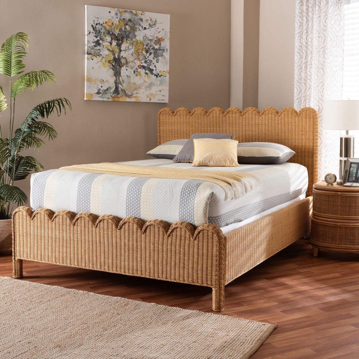 Mitzu Scalloped Natural Rattan Bed Frame by Wicker Fair