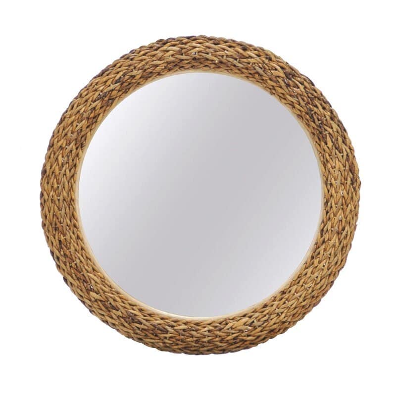 Maui Rattan and Wicker 36 Inch Round Mirror by Seawinds Trading B53338-NAT
