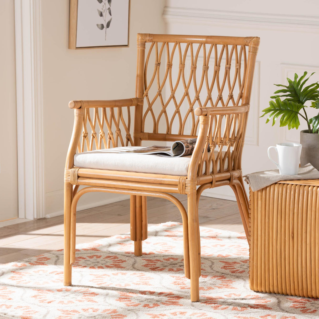 Laisa Bohemian Light Honey Rattan Arm Chair by Wicker Fair