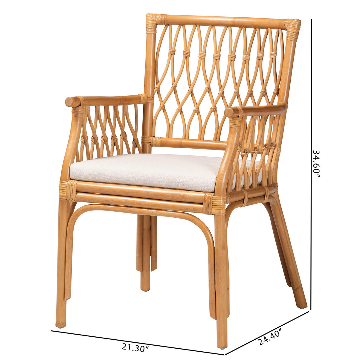 Laisa Bohemian Light Honey Rattan Arm Chair by Wicker Fair