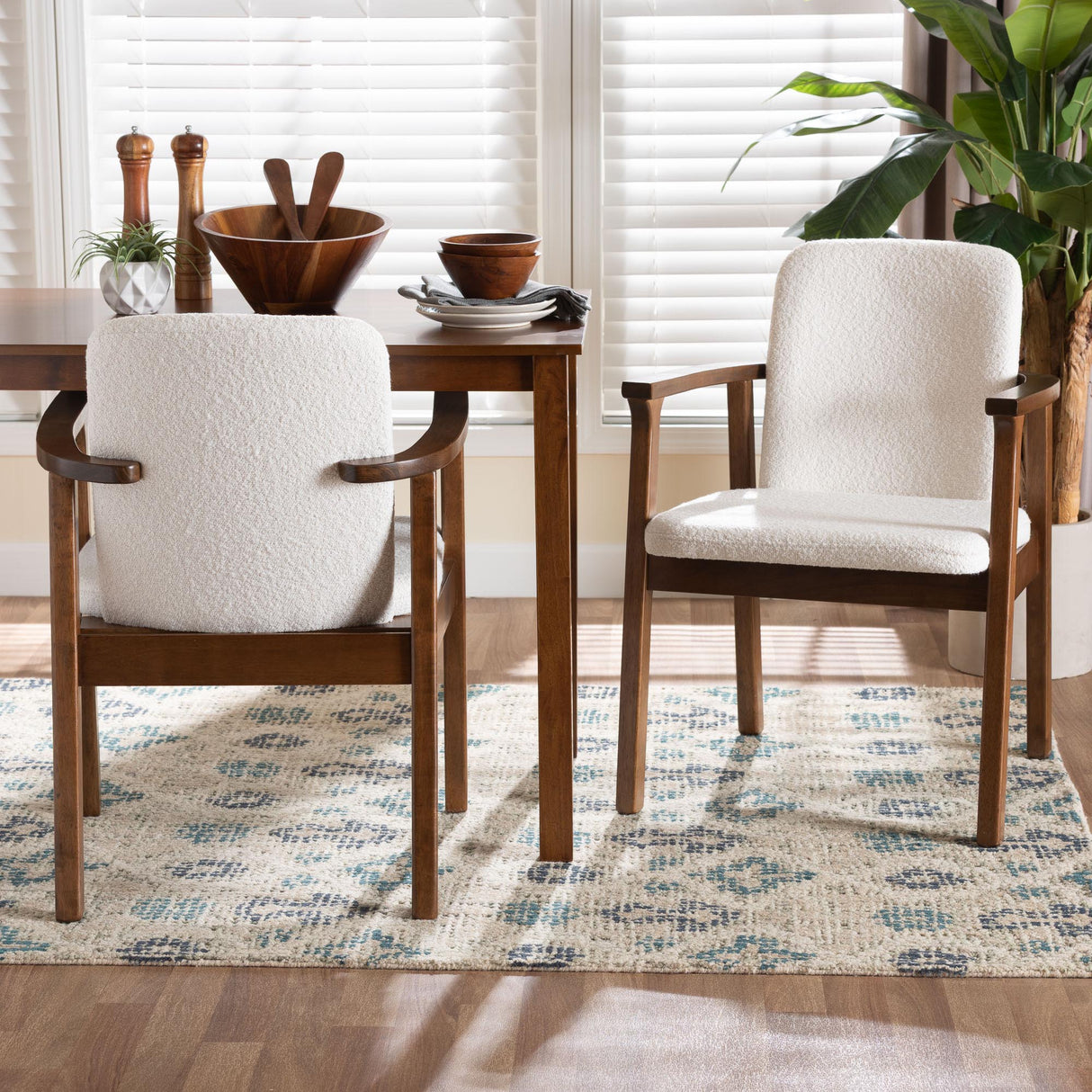 Miyagi Boucle Upholstered Dining Chair Set of 2 by Wicker Fair