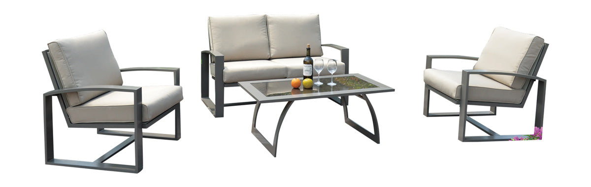 Moldova Outdoor 4-Piece Seating Set Model PRP-8501-GRY-4PC by Pelican Reef
