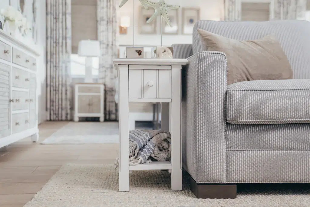 Monaco Chairside Table Model B81805-BLANC By Seawinds Trading