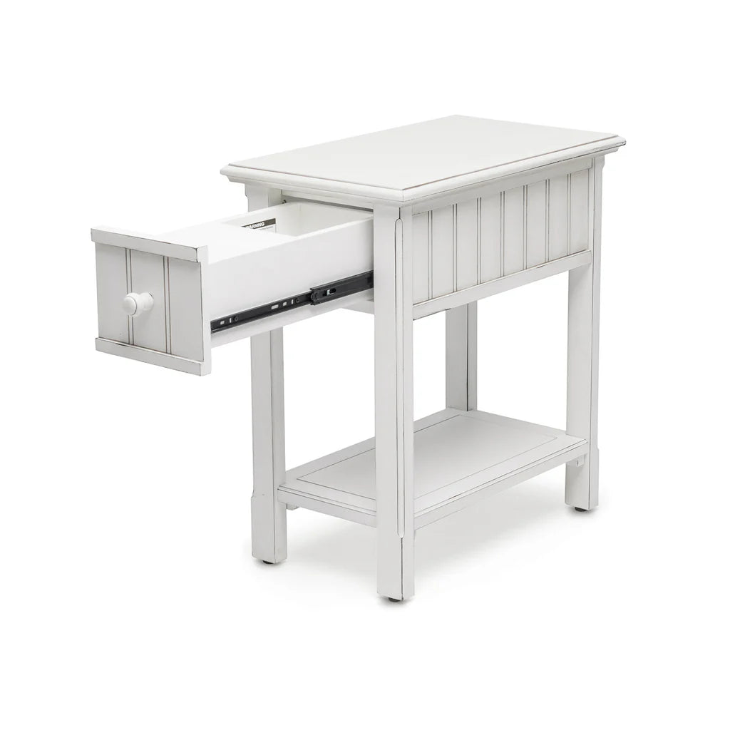Monaco Chairside Table Model B81805-BLANC By Seawinds Trading