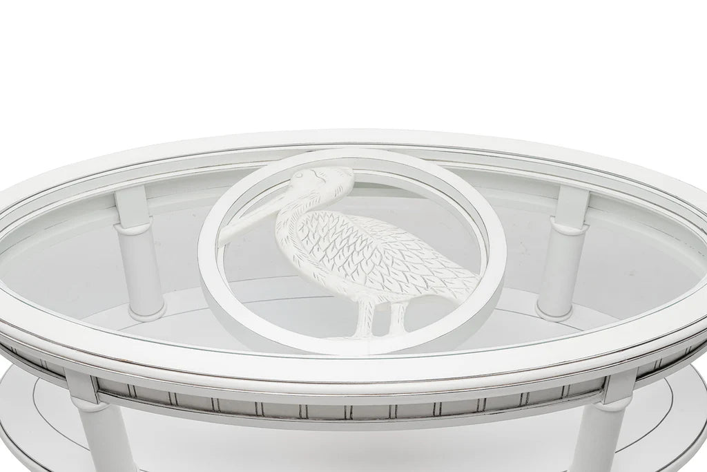 Monaco Oval Coffee Table with Pelican Insert Model B81803-BLANC-PELICAN By Seawinds Trading