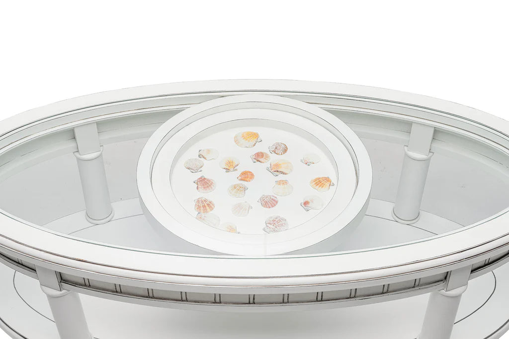 Monaco Oval Coffee Table with Tray Insert Model B81803-BLANC-TRAY By Seawinds Trading