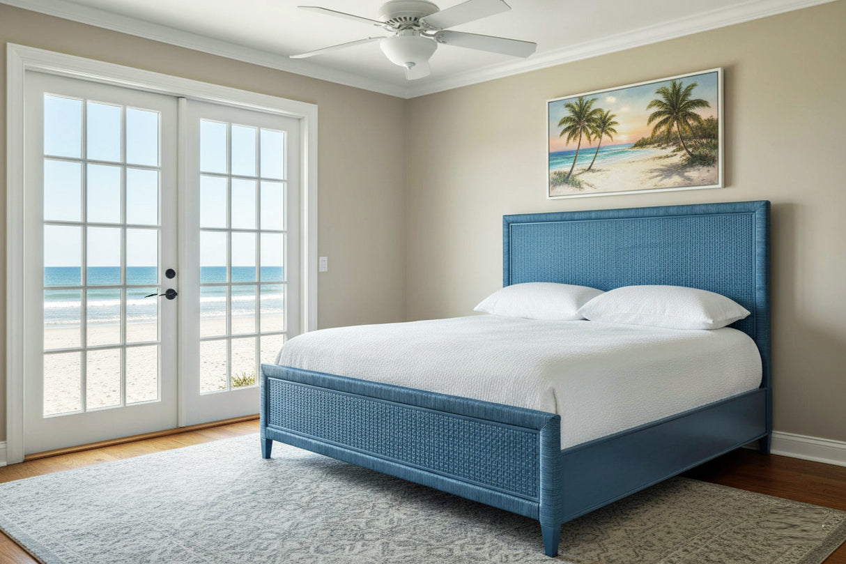 Naples Wicker and Rattan King Panel Bed Model 807-026 by Braxton Culler