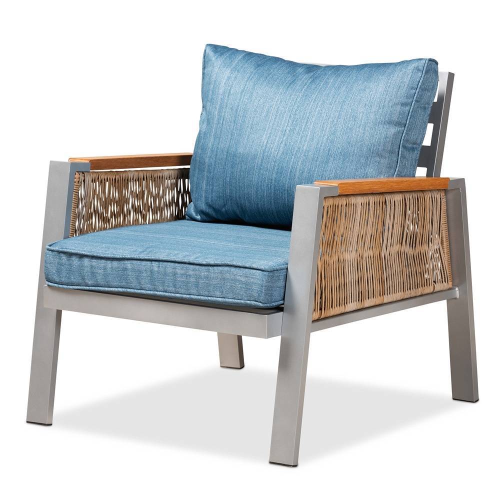 Regal 4-PC Outdoor Seating Set w/ Blue Cushions