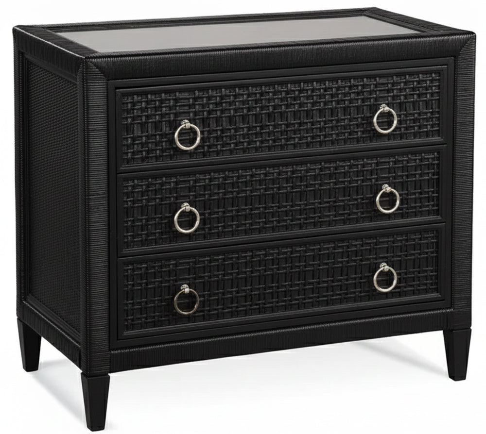 Naples Black Wicker and Rattan 3-Drawer Chest Model 807-042-BLACK by Braxton Culler