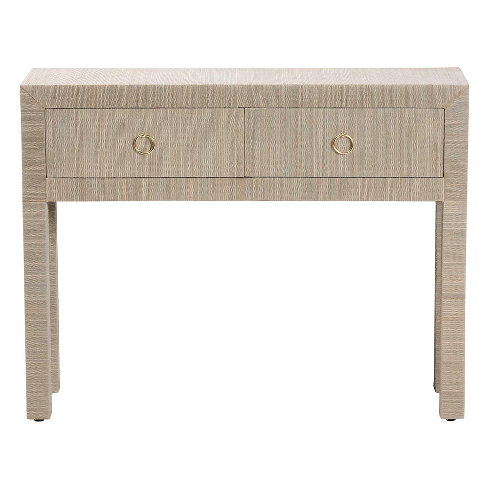 Mentawai Grasscloth 2-Drawer Console Table by Wicker Fair