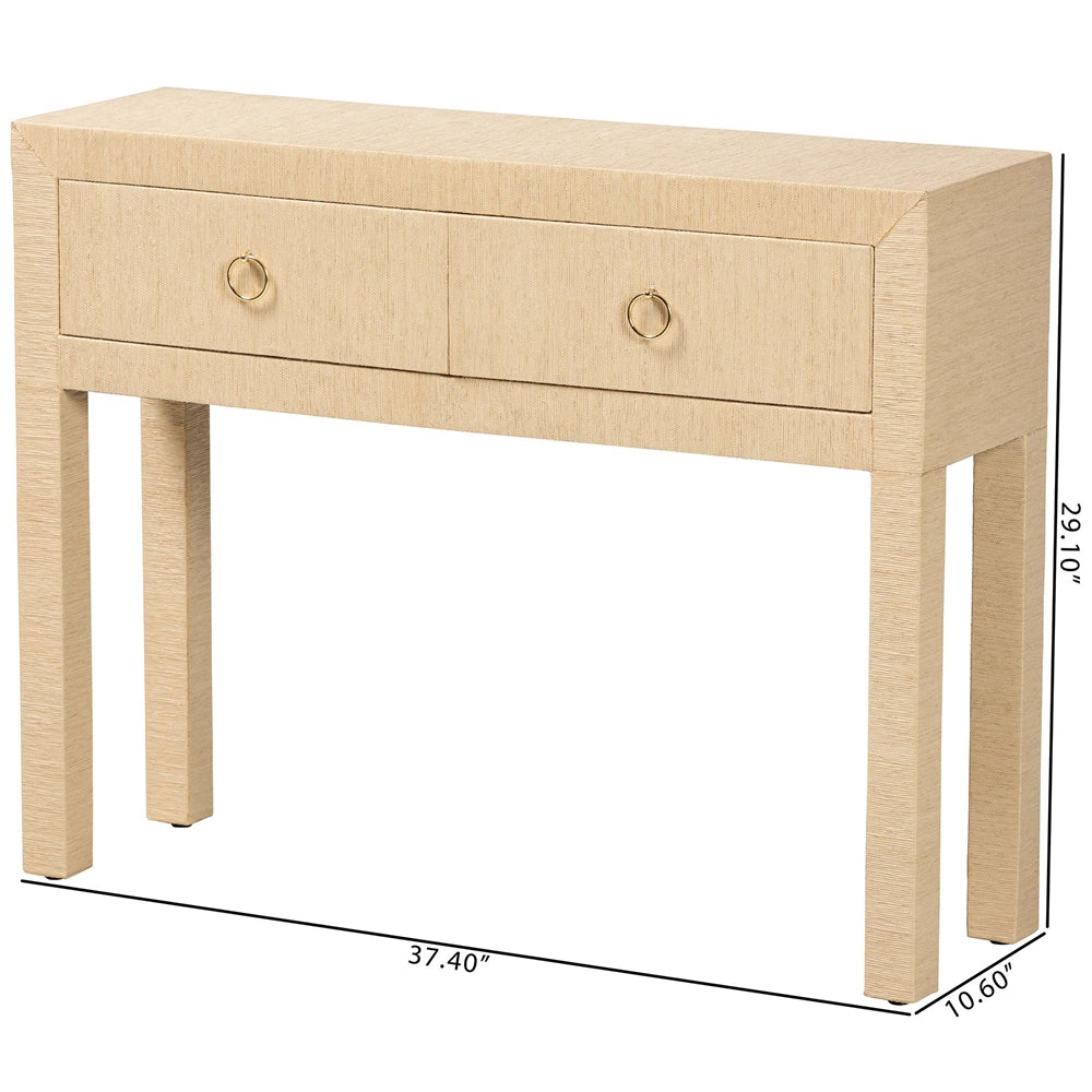 Noah Grasscloth 2-Drawer Console Table by Wicker Fair