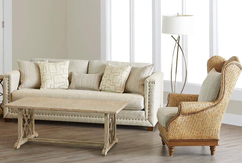 Chattanooga 4 Pc Rattan Chair and Upholstered Sofa Set Model OC393-S5521 by Capris Furniture