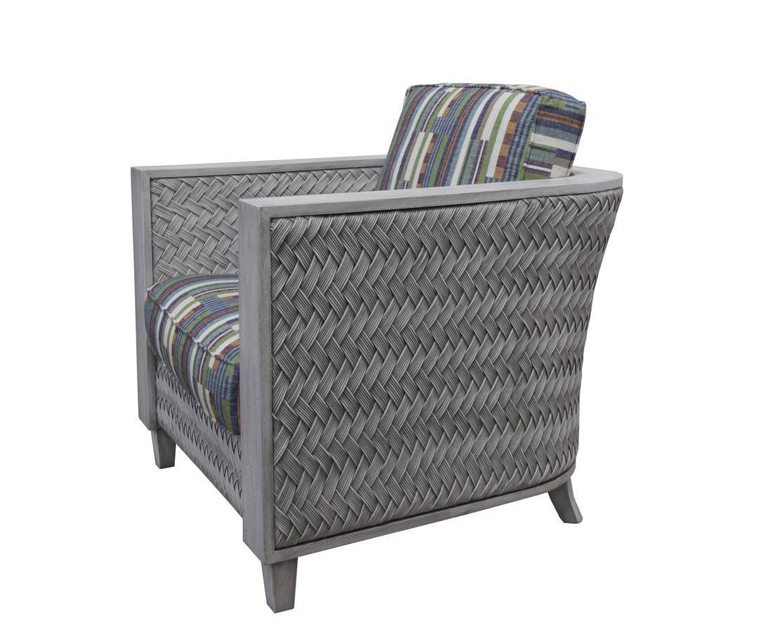 Rattan and Wood Occasional Chair Chair in Distressed Grey Finish Model OC384 by Capris Furniture